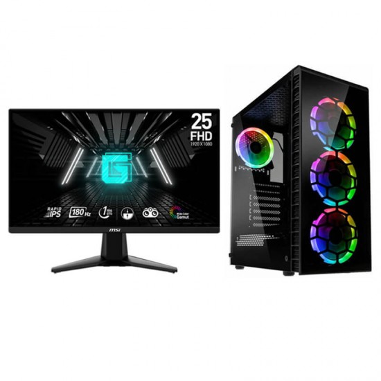 Cube P4A Bundle, Amd Ryzen 5 5600X, 32Gb Ram, 1Tb M2, GeForce Rtx 4060 Ti 8GB + Msi 25" FHD 180HZ